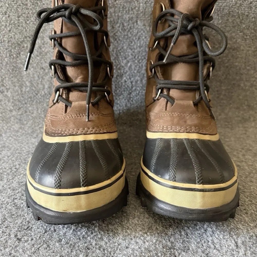 Sorel Caribou Men's Winter Snow Boots Brown Leather Lace Up Mid-Calf 7 US
